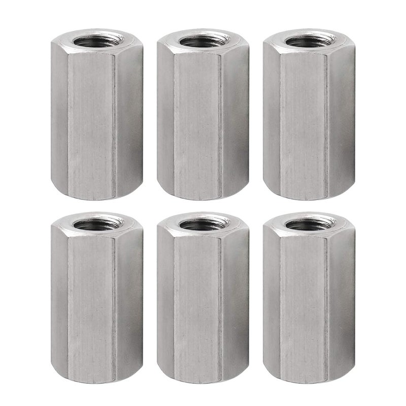 TOPPROS Pack of 6 M8 X 1.25-Pitch 24mm Length Metric Hex Coupling Nut 304 Stainless Steel Rod Coupling Nuts - Image 2